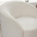 KINWELL 34" W Mid Century Modern Swivel Barrel Chair, Round Upholstered Boucle Swivel Accent Chairs, No Assembly Sofa Chair for Living Room Bedroom Reading Apartment Lounge Nursery(Cream) by CozyNest Decor