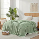 Snuggle Sac Sage Green Waffle Bedding Blankets Queen Size 90x90 inches, Reversible Microfiber Fluffy Fuzzy Soft Throw Cozy Knit Blanket for Women Mothers Birthday Gifts by CozyNest Decor