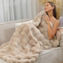 UKELER Faux Fur Throw Blanket Plush Thick Fleece Blanket Fluffy Cozy Soft Warm Blankets Throws for Bed, Couch, Sofa, Office, Camping 50''x60'' Camel by CozyNest Decor