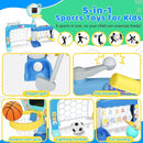 Toddler Basketball Hoop with Adjustable Height, 5 in 1 Toddler Sports Activity Center, Basketball Bowling Baseball Soccer Golf Set, Indoor Outdoor Sports Toy for Baby Birthday Present by TinyTreasures Baby Boutique