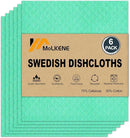 Swedish Dishcloths for Kitchen | 6 Pack Absorbent Cellulose Sponge Cloths Washable | Non-Scratch Reusable Paper Towels Quick Drying Cleaning Cloths - Green