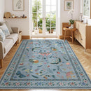 6x9 Rugs for Living Room with Insect Print - Bug Rug Non-Silp Stain Resistant Soft Carpet for Bedroom, Low Pile Ultra-Thin Machine Washable Carpet for Dining Room, Kids Nursery, Office (6'x6' Blue) by TinyTreasures Baby Boutique