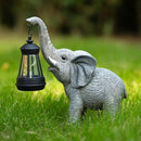 Solar Garden Statue Lights Elephants Figurine with Solar Lantern, Outdoor Yard Decorations for Patio Porch Home, Christmas Elephant Gifts for Women - Unique Housewarming Gifts by GreenHaven Gardens