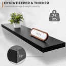 Floating Shelves - 10.3 Inch Deep Wall Shelf for Decor & Storage - Wall Mounted Display Shelving with Invisible Heavy-Duty Metal Bracket - 48" W x 10.3" D x 1.8" H - Set of 1 - Rustic Black by CozyNest Decor