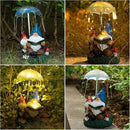 mopha Garden Gnomes Statues Outdoor Decor Gifts, Resin Figurines Outside Decoration Ornaments Clearance Gardening Decoration, Solar Powered Umbrella Fireworks Lights by GreenHaven Gardens