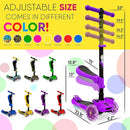 Hurtle 3-Wheeled Scooter for Kids - Wheel LED Lights, Adjustable Lean-to-Steer Handlebar, and Foldable Seat - Sit or Stand Ride with Brake for Boys and Girls Ages 1-14 Years Old by TinyTreasures Baby Boutique