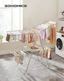 SONGMICS Clothes Drying Rack, Foldable 2-Level Laundry Drying Rack, Free-Standing Laundry Airer, with Height-Adjustable Wings, 33 Drying Rails, Sock Clips, Silver and White ULLR053W01V1 by CozyNest Decor