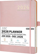 2026 Planner - JAN 2026 - DEC 2026, Planners 2026, Planner Weekly and Monthly, Leather Cover Calendar Planers with Thick Paper, Back Pocket with Notes Pages, Pink (8.5" x 11") by TinyTreasures Baby Boutique