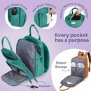 RUVALINO Diaper Bag Backpack-Multifunction Baby Travel Bag with Changing Pad, Insulated Bottle Holders & Pacifier Case, Large Capacity, Waterproof, Turquoise by TinyTreasures Baby Boutique