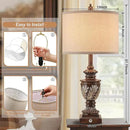 Farmhouse 3-Way Dimmable Touch Table Lamp Set of 2 for Bedroom Living Room with USB A+C Charging Ports 27.75" Tall Rustic Traditional Nightstand Bedside Lamps Brown End Table Lamp (2 Bulbs Included) by CozyNest Decor