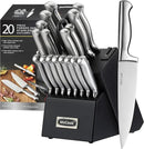 McCook® Knife Sets,German Stainless Steel Kitchen Knives Block Set with Built-in Sharpener by CozyNest Decor