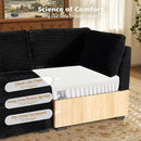 Modular Sectional Sofa, 130.7 Inch U Shaped Couch Set for Living Room, 4-Seater Comfy Cloud Couches with Two Movable Ottoman, Plush Corduroy, Black by CozyNest Decor