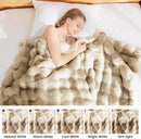 Latepis Soft Luxury Faux Fur Bubble Blanket, Thick Warm Cozy Throw Blanket for Couch, Plush Fluffy Blanket for Sofa and Bedroom Women Gift, 50” x 60”, Tie-dye Camel, 860GSM by CozyNest Decor