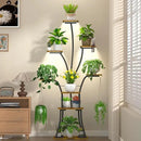 64" Tall 8 Tiered Plant Stand Indoor with Grow lights Large Tree Shape Decorative Rack Plant Pot Holder Gardening for Living Room Corner Black by GreenHaven Gardens
