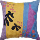 Matisse Gold Pillow Cover Purple Modern Pillowscase Chair Cushion Abstract Farmhouse Flower Outdoor Mid Century Hand Embroidered Wool Size 18x18 by CozyNest Decor