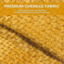 Chenille Fabric Accent Chair, Upholstered Armchair with Solid Wood Legs, Modern Living Room Accent Chair, Comfy Single Sofa Chair Reading Club Chair for Bedroom Reception Lounge, Yellow by CozyNest Decor