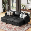 91.5" Luxury Modular Sleeper Sofa Bed with Storage Seat, 6 Seat Sectional Couch Deep Seat with Reversible Chaises & Removable Cover for Living Room - Faux Leather Black by CozyNest Decor