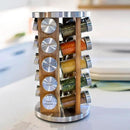 Orii 20 Jar Spice Rack with Spices Included - Tower Organizer for Kitchen Spices and Seasonings, (Natural Acacia Wood) by CozyNest Decor