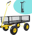 Wagon Removable Sides - Farm, Warehouse, Yard Dump Cart - Yellow+Black Air Wheels by GreenHaven Gardens
