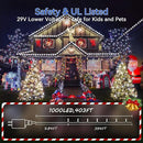 Hezbjiti 1000 LED 403 FT Christmas String Lights Outdoor, 8 Lighting Modes IP44 Waterproof Fairy Lights with Timer and Dimmable Function for Home Party Tree Decorations (Cold White, Clear Wire) by GreenHaven Gardens