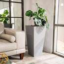 XBrand Modern 30-Inch Tall Square Planter, Tapered, Perfect for Indoor & Outdoor, Patio Decor, Set of 2, Gray by CozyNest Decor