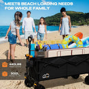 300L Extra Large Collapsible Foldable Wagon, 440lbs Load Capacity 48''L Extended Heavy Duty Folding Beach Wagon with Big All-Terrain Wheels, Utility Garden Cart for Outdoor Activities, Black by GreenHaven Gardens