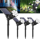 Solar Lights Outdoor Waterproof IP68, 360° Adjustable 4 Modes Solar Powered Spot Lights for Yard Garden Landscape, Bright Led Flood Lightings for Outside Wall Tree House Pathway (Cold White/4 Pack)