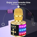 BONAOK Karaoke Microphone for Kids & Adults - Bluetooth Microphones Singing Mic with Disco Lights, Echo Effect, Built-in Speaker Portable Karaoke Player for Party Travel Gifts Q78(Gold) by TinyTreasures Baby Boutique