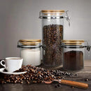 Urban Green Borosilicate Glass Storage Jars with Airtight Locking Clamp Lids, Airtight Canister Set，Coffee Set of 3 with Spoon (50oz, 24oz, 18oz), Storage Containers with Bamboo Lid by CozyNest Decor