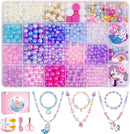 DUDUCOFU 900Pcs Mermaid Bracelet Making Kit for Girls Kids Charm DIY Beads for Jewelry Making, Friendship Bracelet Kit with Ocean Pearl Shell Butterfly Beads for Bracelet Necklace Making by TinyTreasures Baby Boutique