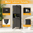 47.24" H Metal Narrow Bathroom Storage Cabinet Pantry Storage Cabinet, 2 Adjustable Shelves for Kitchen, Home Office, Living Room, Dinning Room (Black) by CozyNest Decor