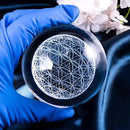 Qianwei Flower of Life Crystal Sphere with Led Colorful Lighting Touch Base, Sacred Geometry Crystal Ball Starlight Magic, Feng Shui Decor Laser Engraved Seek of Flower Inside A Sphere by GreenHaven Gardens
