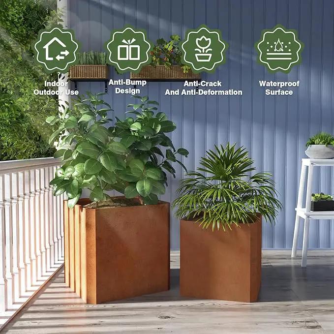 Corten Steel Planter Box-24"x24"x24"-Large Square Planter Matel -Outdoor Indoor- Heavy Duty Rustic Tall Planter Flower Pot Commercial Residential for Patio Porch Deck Home Backyard, photo 2 of 7