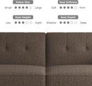 89” Futon Sofa Bed, Linen Comfy Futon Couch Bed with 2 Square Pillows, Convertible Sleeper Sofa with Adjustable Backrest& Armrests, Modern Loveseat Sleeper for Living Room, Bedroom, Brown by CozyNest Decor