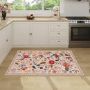 3x5 Area Rug, Floral Pink Washable Rug for Entryway, Non Slip Flower Area Rugs, Soft Low Pile Indoor Doormat Small Carpet, Rugs for Living Room Bedroom Nursery Kitchen Dining Room, Pink/Beige by TinyTreasures Baby Boutique