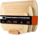 Bamboo Cutting Board Set – Charcuterie & Chopping Boards for Kitchen, Large & Small Sizes, Safe Cutting Boards for Meat, Cheese, Pizza – Home & Kitchen Gift Idea by CozyNest Decor