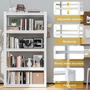 Book Shelf, 5 Tier Bookshelf, Industrial Bookcase Modern Bookshelves for Book/CD/Movie, Metal Shelving Unit for Living Room Home Office Kitchen, White by CozyNest Decor