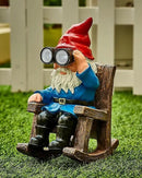 Solar Garden Gnome Statues Resin Gnome Figurines Sitting on Rocking Chair Outdoor Telescope Gnome Gifts for Yard, Patio Decor Gift by CozyNest Decor
