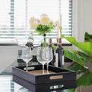 Wood Serving Tray with Handles, Home Decorative Wooden Rectangle Ottoman Decor Platter Vanity Tray for Breakfast Dinner Drinks Kitchen Dining Living Bathroom Restaurants Black Wooden by CozyNest Decor