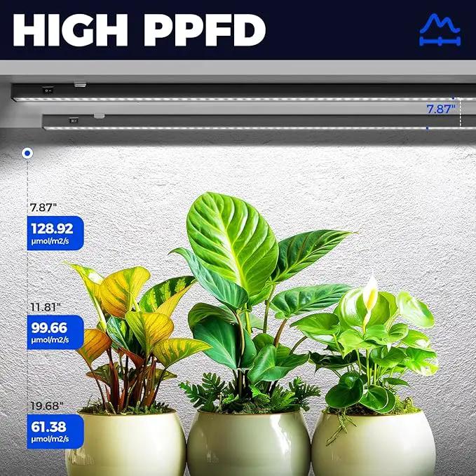 Barrina T5 Plant Lights for Indoor Growing, 4FT 160W (8 X 20W) Led Grow Light with Magnetic Design, Full Spectrum Grow Light Strip with Black Cover, Plug and Play, 5000K, 8 Packs, photo 3 of 9
