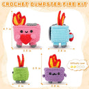 Crochet Kit for Beginners - 4PCS Dumpster Fire Complete Crochet Starter Kit with Step-by-Step Video Tutorials, Beginner Crochet Kits for Adults Kids Women, Funny Crochet Gifts by TinyTreasures Baby Boutique