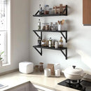 Heimlove Floating Shelves for Wall, 16 Inch Long Wood Floating Shelves Set of 3, Wall Mounted Hanging Shelf for Bathroom Bedroom Kitchen, Black
