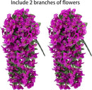 Faux Bougainvillea Artificial Flowers Plants for Outdoors Outside Decoration, 2 pcs Purple Fake Flowers UV Resistant Look Real Silk Long Trailing Vines for Front Door Porch Planter Urn Patio Garden by CozyNest Decor