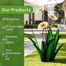 Upgraded Large Metal Yard Art, Metal Agave Plant Yard Decorations Outdoor Sculpture, Metal Flowers for Outside, Waterproof Outdoor Garden Decor (Green + White Flower) by GreenHaven Gardens