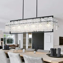 IKK Modern Rectangle Black Crystal Chandeliers for Dining Room, 42" Large Rectangular Water Ripple Glass Island Light Fixture, Linear Farmhouse Lighting for Kitchen Island, Living Room, L42xW11xH12 by CozyNest Decor