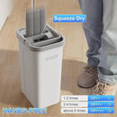 JOYMOOP White Flat Mop & Bucket with 1 Microfiber Pad, 12 Disposable Toilet Brushes, Stainless Steel Toilet Brush and Holder Set, Multi-Functional Cleaner for Floors, Windows, and Toilets by CozyNest Decor