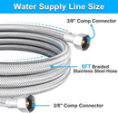 Dishwasher Installation Kit - 6 FT Premium Stainless Steel Braided Dishwasher Hose kit,Food Grade PEX Inner Tube Dishwasher Water Supply Line with 3/8"x3/8"MIP Elbow,3/8"x 3/4" FHT Elbow by CozyNest Decor
