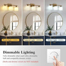 Stainless Steel Milk Glass Vanity Lights for Bathroom, 3 Light Brass Bathroom Light Fixtures Over Mirror, Ceramic E26 Sockets Wall Mounted by CozyNest Decor