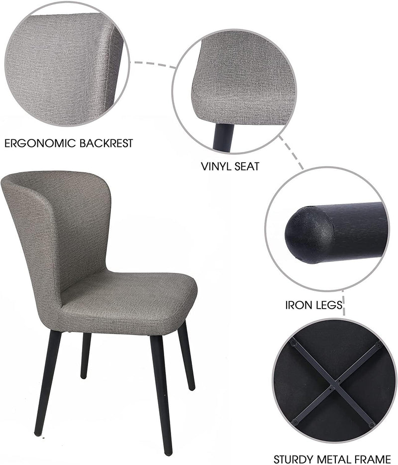 Set of 2 Kitchen Dining Room Chair Leather Chair with Fire Retardant & Water Repellent Vinyl Seat, Grey