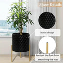 ARNIS Plants Pots with Stand, Set of 2 Planters, Unique Mid Century Decorative Metal Flower Pots with Drainage, 8.25 & 10.5 Inch, Black by CozyNest Decor